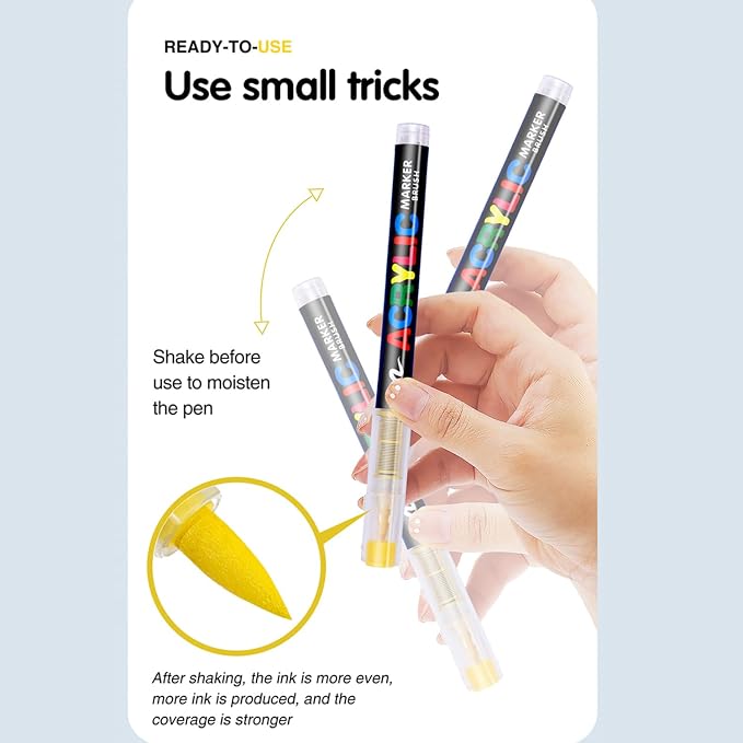 Acrylic Paint Markers, 168 Colors Acrylic Markers Set, Brush Tip