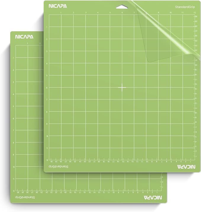 Standard Grip Cutting Mat for Cricut Maker 3/Maker/Explore 3/Air 2/Air/One (12x12 inch,2 Pack) Standard Adhesive Sticky Green Quilting Replacement Cut Mats