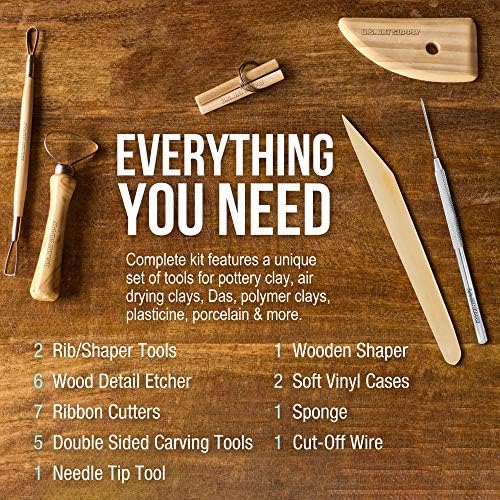 U.S. Art Supply Pottery & Clay Tools Sets (26-Piece) - 12 and 14-Piece Set