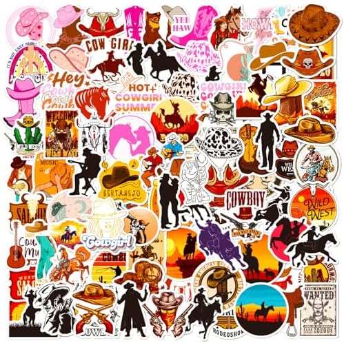 Cowboy Stickers Cowgirl Stickers Combo 100 PCS, Country Western Decals Vinyl Waterproof Sticker for Water Bottle Laptop Luggage Gifts for Teens Kids Adult