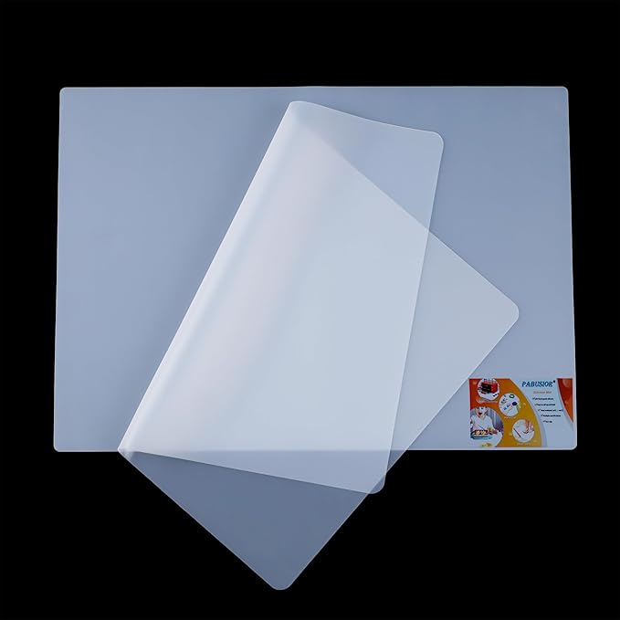 PABUSIOR Clear Silicone Mats for Crafts: Non-Slip Heat Resistant 2/Pack