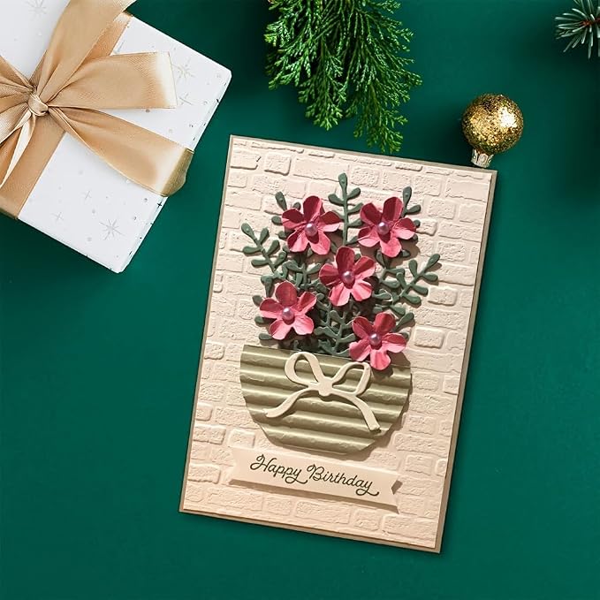 Lapoo Flowers Cutting Die for Scrapbooking - Durable Metal Cutting Die for DIY Scrapbook Photo Album Decorative Paper Card, Metal Card Making Supplies (Flowers in The Flower Pot 3.5 x 3.3 in)