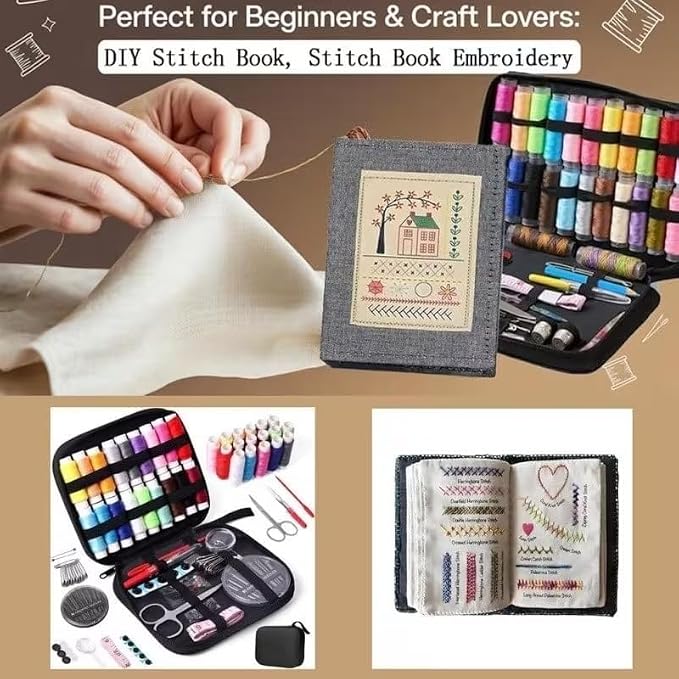2026 New Upgraded Embroidery Stitch Book Kit,86 PCS Beginner Embroidery Kit, 106 Patterns with Tools & Tutorials, Portable All-in-One Hand Embroidery Book for Adults & DIY Craft Lovers(2 Set)