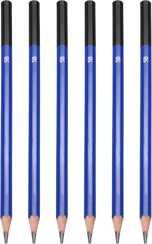 PATIKIL 5B Drawing Pencils for Sketching, 6PCS Sketch Pencils for Drawing Art Pencils Graphite Wood Pre-sharpened for Drawing Sketching Artists, 5B Pencils