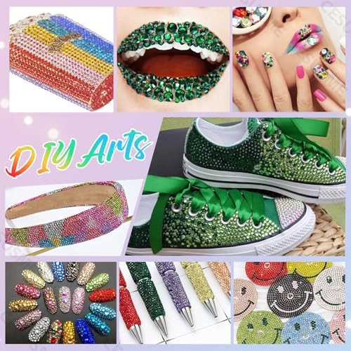 28000 Pcs Color Rhinestones Bedazzling Kit, Black Green Bedazzling Gems