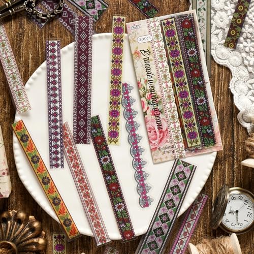 Woven Whispers Sticker Series Scrapbooking Supplies for Junk Journal, 120 Sheets PET Stickers - Vintage Journaling Stickers