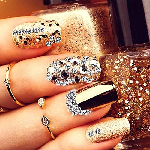 Canvalite 1500PCS Rhinestones Flat Back Gems, Nail Rhinestones Nail Art Gems with Pick Up Tweezers and Rhinestone Picker Dotting Pen, Nail Art Tools for Nails, Clothes, Face, Craft