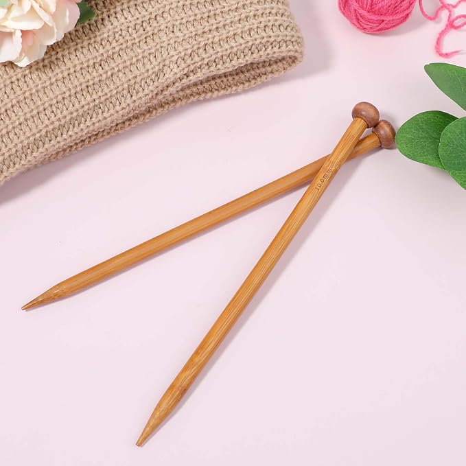 2pcs Bamboo Knitting Needles 10-Inch Long Wooden Knitting Needles 9mm