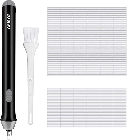AFMAT Battery Operated Pencil Eraser for Sketching Pencils/Drafting/Drawing/Graphite Pencils, Couture Creations Creative Detailer Tool, AFMAT Electric Eraser Kit for Artists, 140 Refills EEB01