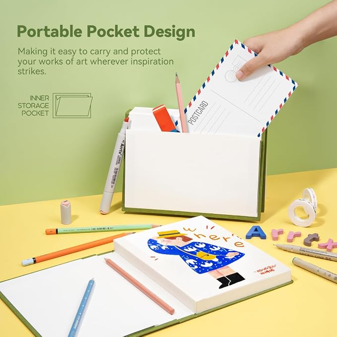 Arrtx Hardcover Sketch Book, 60 Sheets, 8.5 x 6.1 Inches