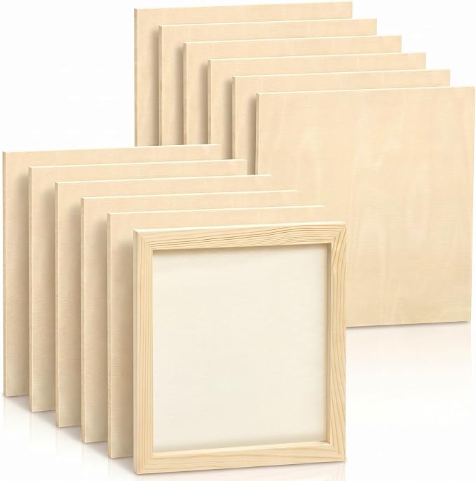 Kathfly 12 Pcs 12 x 12 Inch Wood Panels for Painting,Unfinished Boards