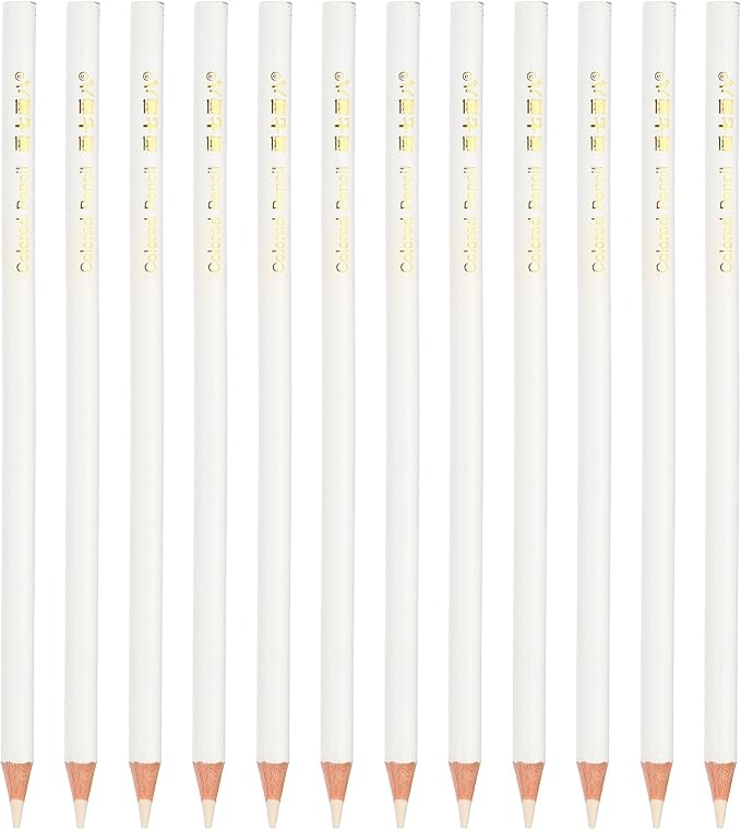 PATIKIL White Colored Pencils Set,12 Pcs Oil Color Pencils Wooden Coloring Drawing Pencil for Artists Art Painting