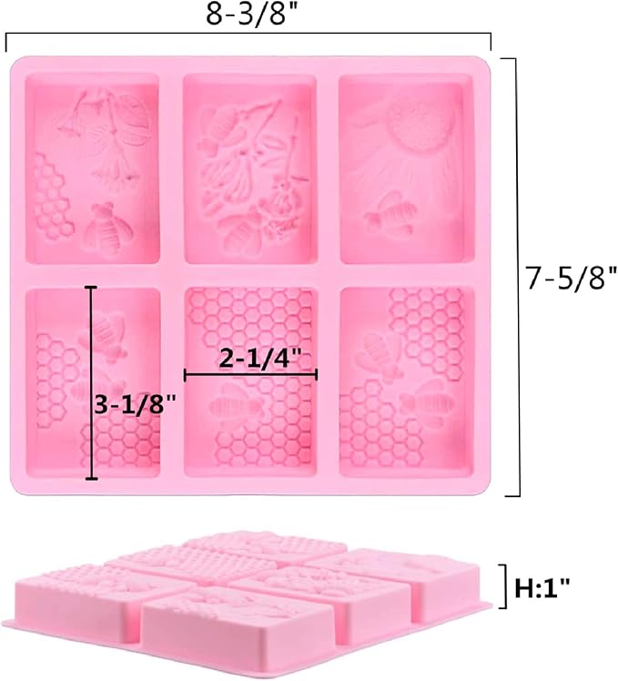 2Pcs Rectangle Bee Silicone Soap Molds for Homemade | Honeycomb Molds,Craft Making,for Chocolate Jelly Candy