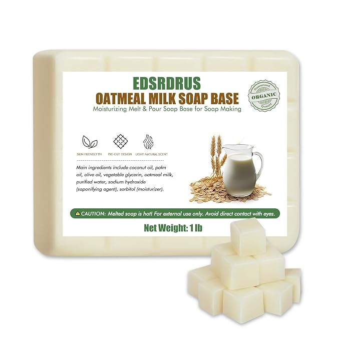 EDSRDRUS 1lb Scent Soap Base DIY Handmade with Oatmeal Milk & Coconut Oil, Moisturizing Melt and Pour Soap Base