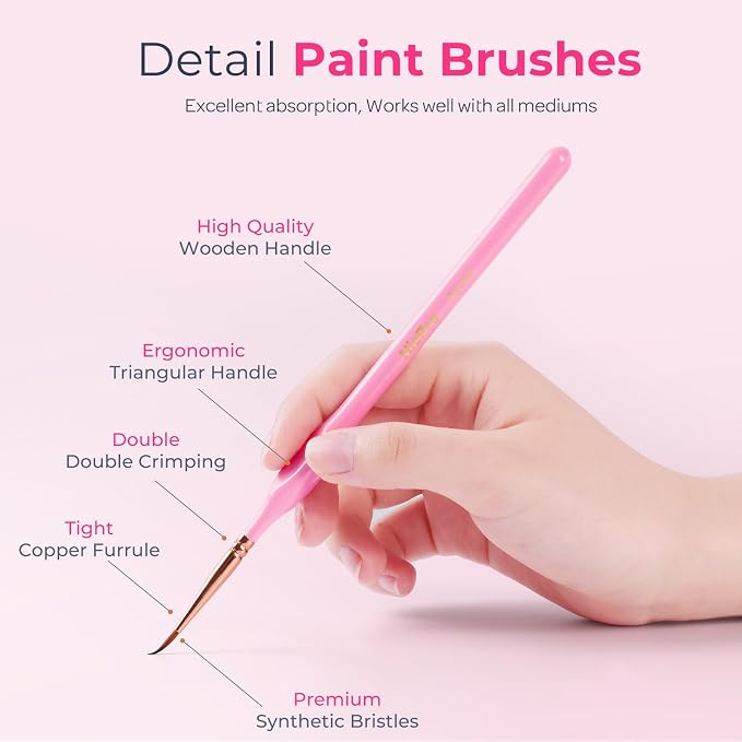 Nicpro 21PCS Fine Detail Paint Brush, Miniature Paint Brushes Drybrush Set | Aesthetic Pastel Paint Brush, For Acrylic Oil Watercolor, Crafts, 40K Models, Miniatures, Rock Painting, Paint by Numbers