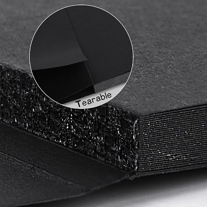 1Pc 4.9x4.9 Tearable Square 180gsm Portable Sketch Paper Pad Journal (30 Sheets) Travel Size for Calligrapher Watercolour Sketch Book Notebook Black Paper