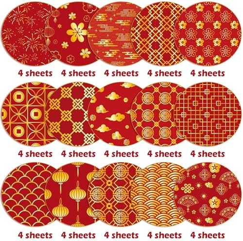 Haooryx Chinese New Year Paper, 60 Sheets 11 x11 inch Spring Festival Theme