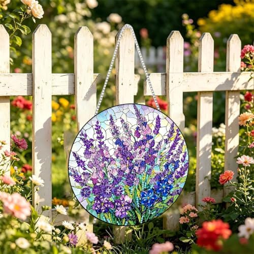 Tabszca Violet Garden Hanging Diamond Art Kit for Adult, Pendant Suncatcher