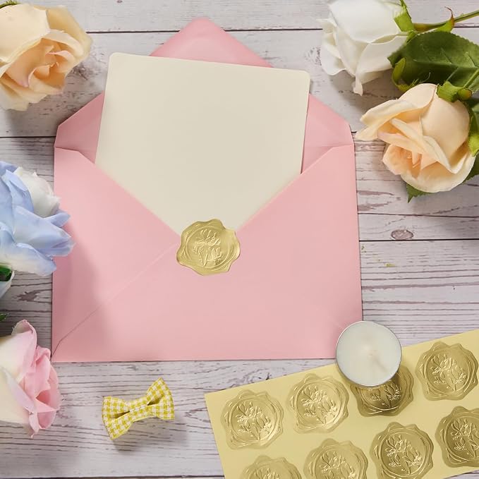 300 Pieces Embossed Gold Foil Stickers, Gold Magnolia