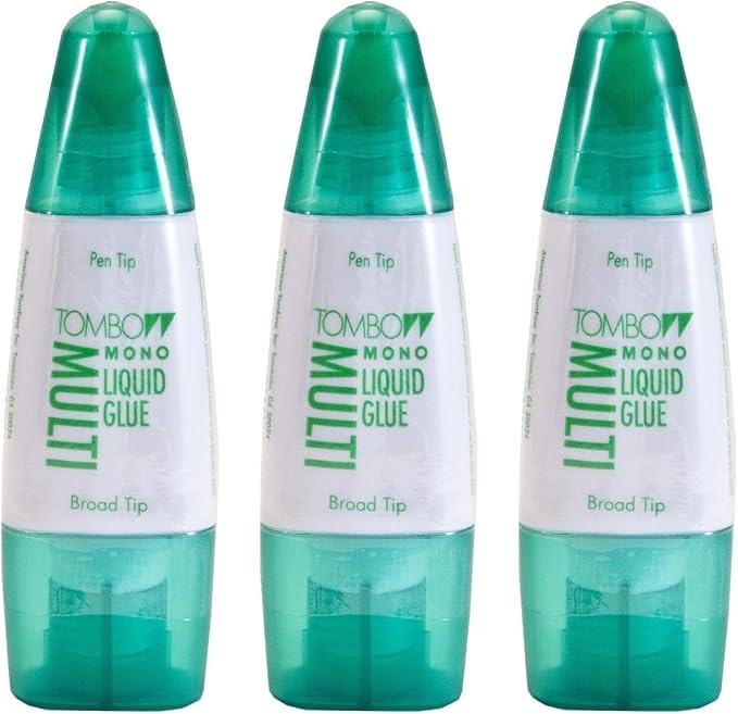 Tombow Mono Multi Liquid Glue (3 Pack) - Clear, Low Viscosity, Dries Clear