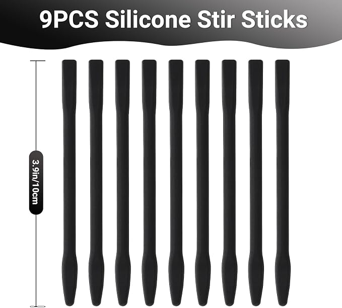 Gartful Colored Silicone Stir Sticks, Epoxy Resin Mixing Sticks Reusable Stirring Rods for Art Supplies, DIY Crafts Resin, Paint Mixing, Craft Supplies, Tumbler Making, Face Mask Spatula,Black