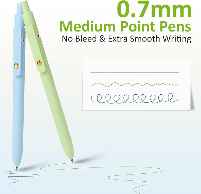 FIOVER Colored Gel Pens 6 Pack 0.7mm Medium Point Pens for Journaling