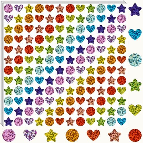 Holographic Star and Heart Stickers for Kids Reward,2016 PCS Rainbow Colors