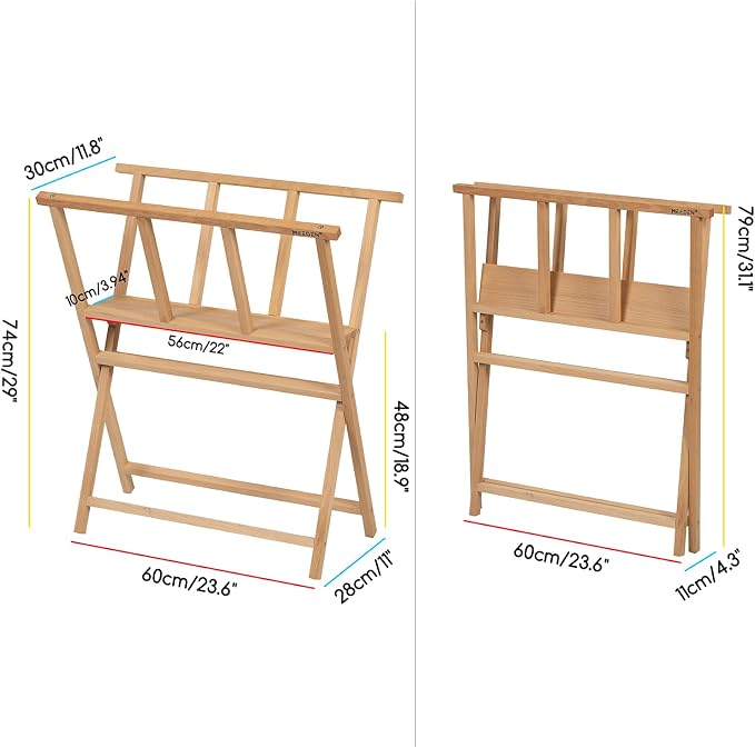 MEEDEN Folding Art Print Rack: Beechwood Art Storage Rack for Canvas Boards