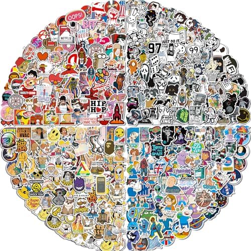 Arme Cool Waterproof Stickers for Water Bottles Bulk Sticker Pack 400PCS | Vinyl Random Stickers for Teens, Men, Adults, Laptop, Skateboard, Decal Stickers for Backpack, Assorted