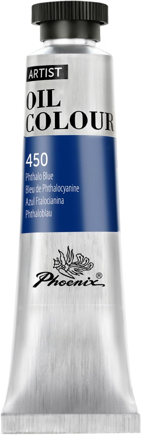 PHOENIX Phthalo Blue Oil Paint - 40ml / 1.35 Fl oz. Single Tube - Artist Quality Phthalocyanine Blue Oil Based Paint for Professionals