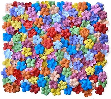 200 Pcs Handmade Mulberry Paper Stephania Venosa Flowers Petals 15x15 mm Scrapbooking Wedding DIY Craft Supplies Card Artificial Flowers (Mixed 10 Colors,)