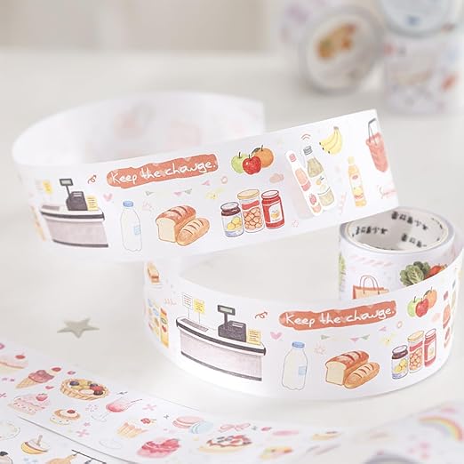 6 Rolls Home Daily Life Die-cut Washi Tape Stickers Decorative Washi Tape