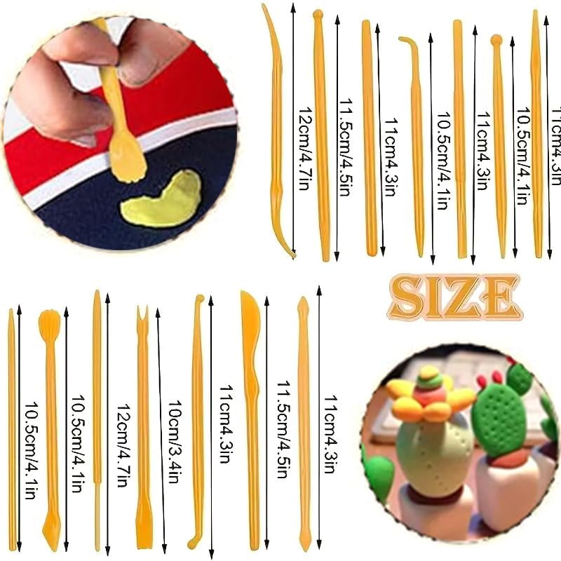22Pcs Clay Modeling Tool Set, Dual-Ended Plastic Clay Sculpting Tools with Yellow Handles, Multi-Shape Polymer Clay Carving Knives for Pottery, Ceramic & DIY Crafts