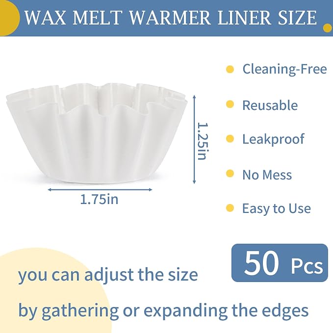 PEASUG 50 Pcs Wax Melt Liners Leakproof Reusable Universal for Warmers