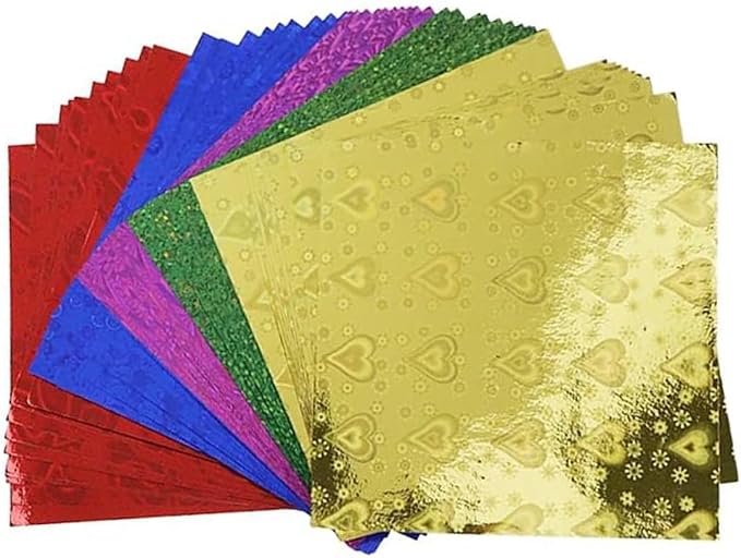 150 Sheets Shiny Origami Paper Square Shiny Laser Origami Mixing Colors Folding Paper for DIY Paper Cuts Craft Party Decor, 3 Sizes (2.76", 3.94", 5.91")