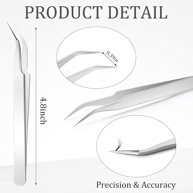 Honoson 9 Pcs Curved Pointed Craft Tweezers Precision Tweezer,Silver