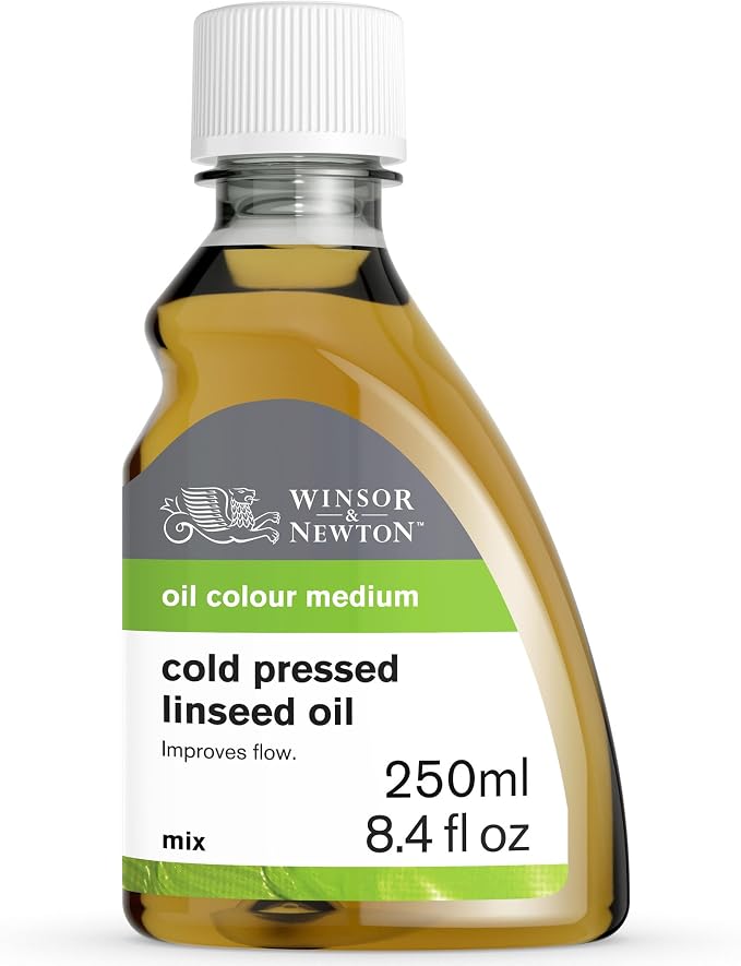 Winsor & Newton Cold Pressed Linseed Oil, 250ml (8.4-oz) Bottle | Makes Oil Colour "Fatter" & Dries Slightly Quicker, Decreases Consistency, Increases Flow & Transparency