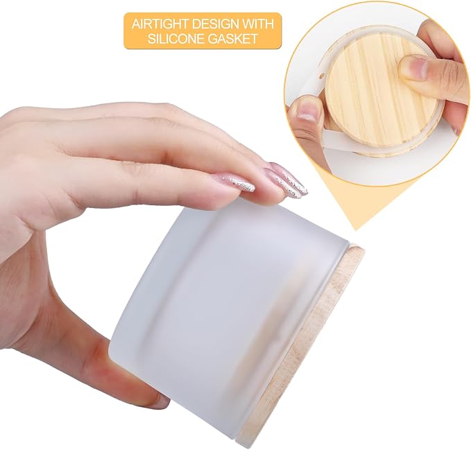 SHOWIN Thick Candle Jars for Making Candles 16 Pcs, 4 OZ Empty Jars with Wood Lids for Candle Making, Sample Container - Dishwasher Safe,Frosted White