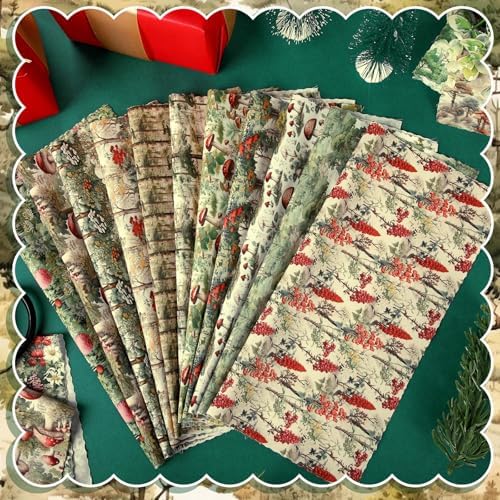 HunnmingRe 20 Pcs 10''x10'' Vintage Mushroom Quilting Fabric Square Woodland Forest Quiltted Fabric Bundle Fairy Junk Fairytale Precut Printed Patchwork Supplies for Holiday DIY Sewing Material Craft