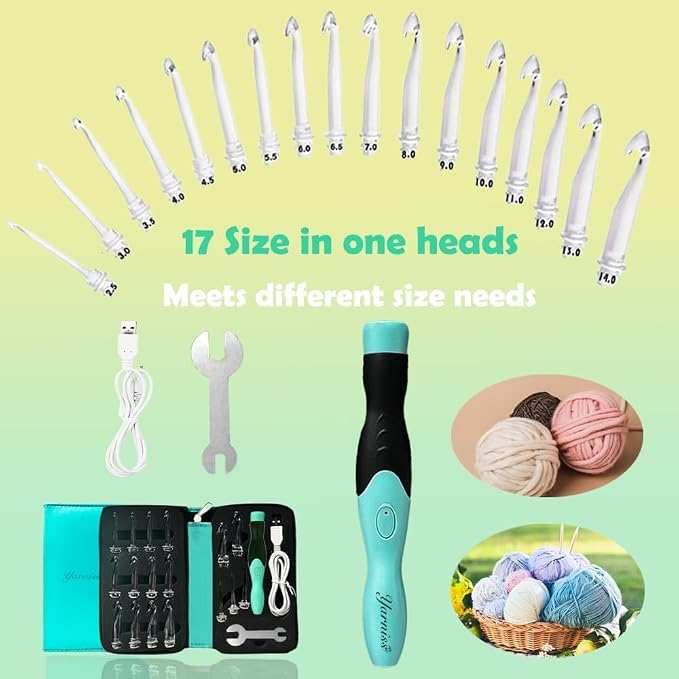 Yarniss 17 Sizes Lighted Crochet Hooks Set with Case 2.5mm~14.0mm