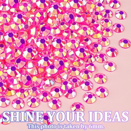 30000Pcs Hot Pink AB Rhinestones for Bedazzling with B7000 Jewelry Glue, Bedazzler Kit Bulk Flatback Gems, Resin Rhinestones for Crafting Crafts Clothing Shoes Nail Art Assorted Size 2/3/4/5/6mm