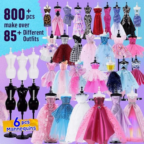Fashion Designer Kits for Girls with 6 Mannequins, 800+ Crafts Kit for Kids