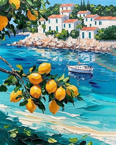 AuraDraw Lemon Paint by Number Kit for Adults, Lemon Tree Paint by Numbers for Adults, DIY Oil Painting Kits on Canvas for Home Decor (16x20inch)