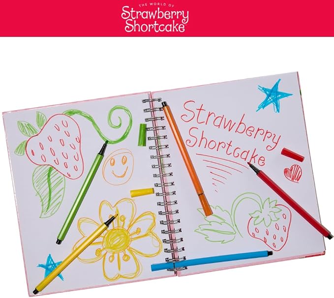 Strawberry Shortcake Sketchbook for Kids with Washable Markers, 86 Blank Pages Spiral Bound, Pink