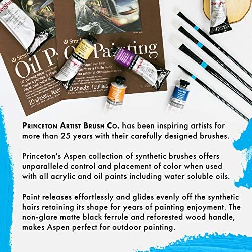 Princeton Aspen Acrylic & Oil Brush Set, Synthetic, 4 Piece, 1 Count