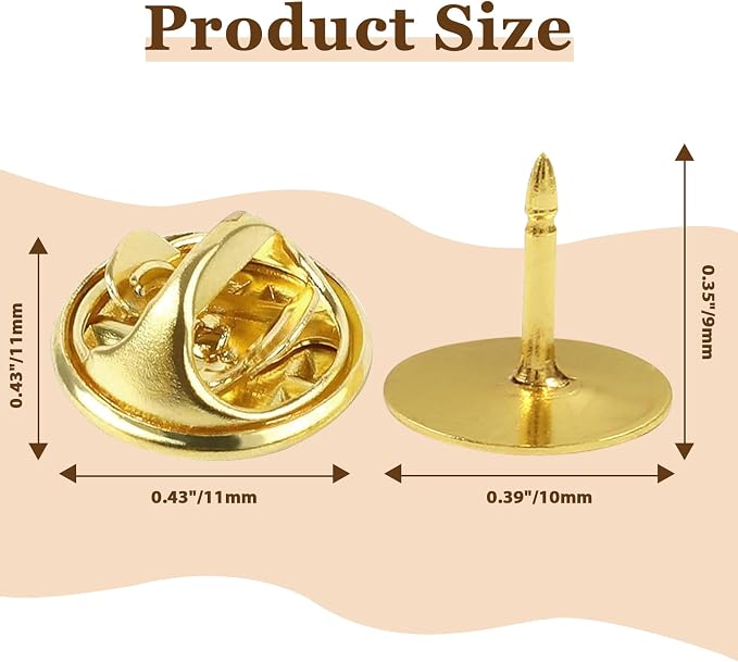 50 Pairs Gold Pin Backs Replacement