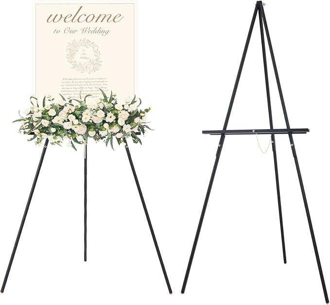 MEEDEN Wooden Easel Stand for Display: Black Wood Tripod for Wedding Sign