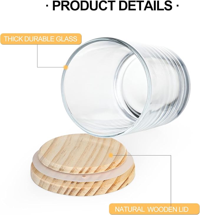 SHOWIN Thick Candle Jars for Making Candles 16 Pcs, 7 OZ Empty Jars with Wood Lids for Candle Making, Sample Container, Matte Black