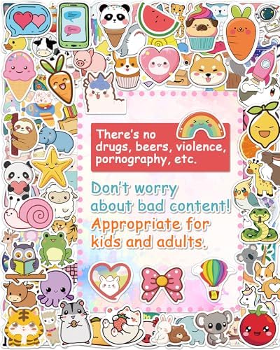 600 Pcs/Pack Water Bottle Stickers for Kids, Cute Vinyl Waterproof Stickers | Party Favors for Girls Teens, Back to School Supplies Gifts, Classroom Prizes, Goodie Bag Stuffers, Teacher Classroom Supplie