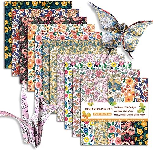 Origami Paper 6x6" Double Sided 50 Sheets 10 Colors Origami Kit,Craft Paper